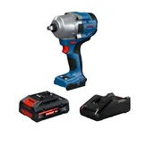 Dynamic Image of Bosch GDS18V-780B14X 18V Brushless ½ In. Mid-Torque Impact Wrench Kit on a white background.