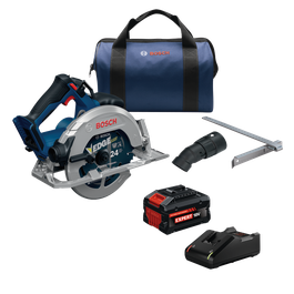 Dynamic Image of Bosch GKS18V-68-2B16X 18V Brushless 7-1/4 In. Circular Saw Kit on a white background.