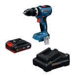 Dynamic Image of Bosch GSR18V-52B12 18V Drill/Driver Kit with Battery and Charger.