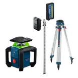 Dynamic Image of Bosch GRL18V-31NK 18V Horizontal Rotary Laser Kit with accessories.