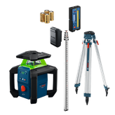 Dynamic Image of Bosch GRL18V-34NK 18V Horizontal/Vertical Rotary Laser Kit with accessories.