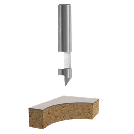 Fresa Bosch con visualización de corte en madera.