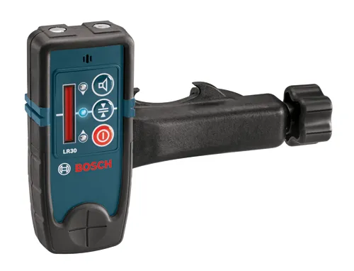 Receptor de nivel Bosch LR30 con iconos y texto visibles.